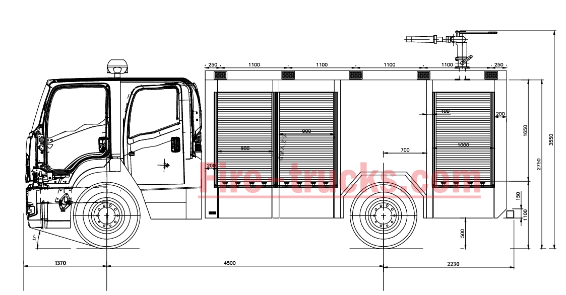 ISUZU FVZ GIGA 6000L foam water fire truck technical drawing