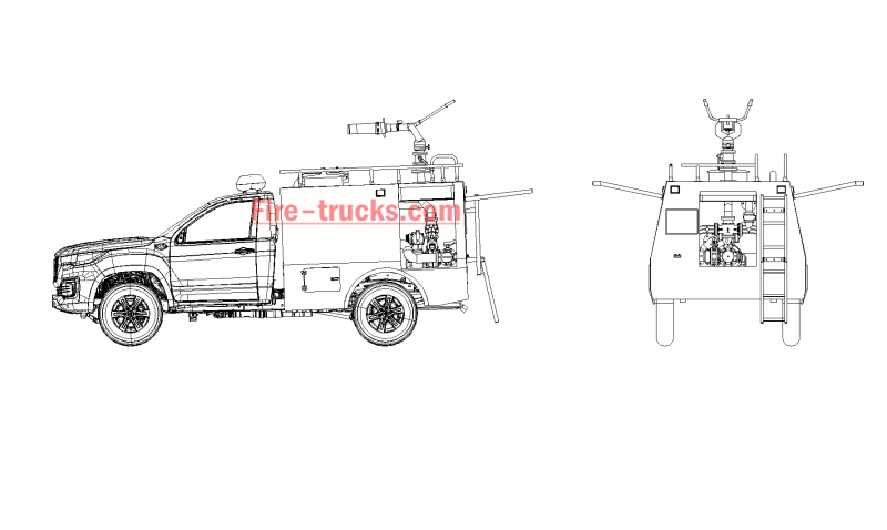 FOTON Rescue fire pickup CAD drawing