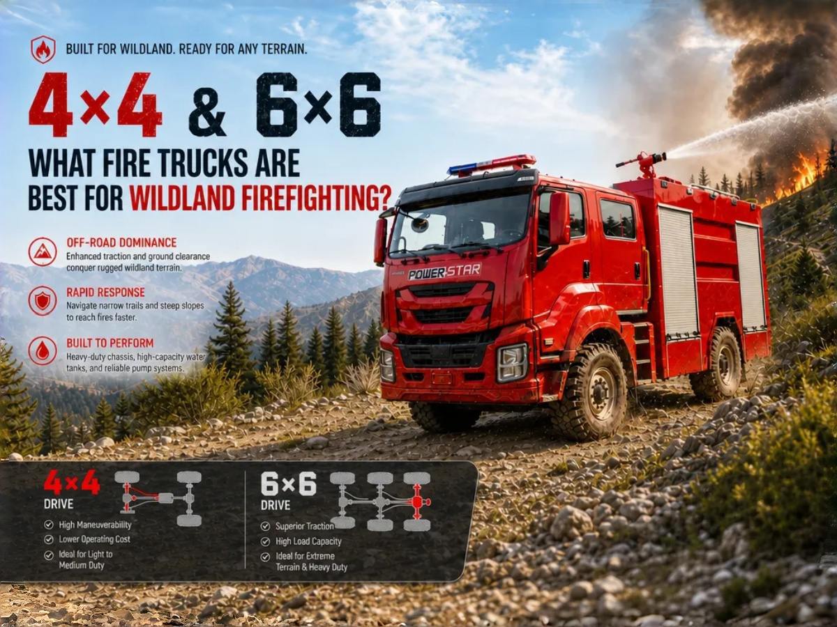 wildland fire truck firefighting operation, forest fire truck in action, 4x4 wildland fire truck off-road, forest fire truck water monitor discharge