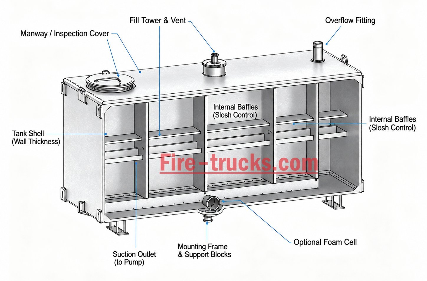what is inside a fire truck water tank baffles manhole fill tower suction outlet diagram