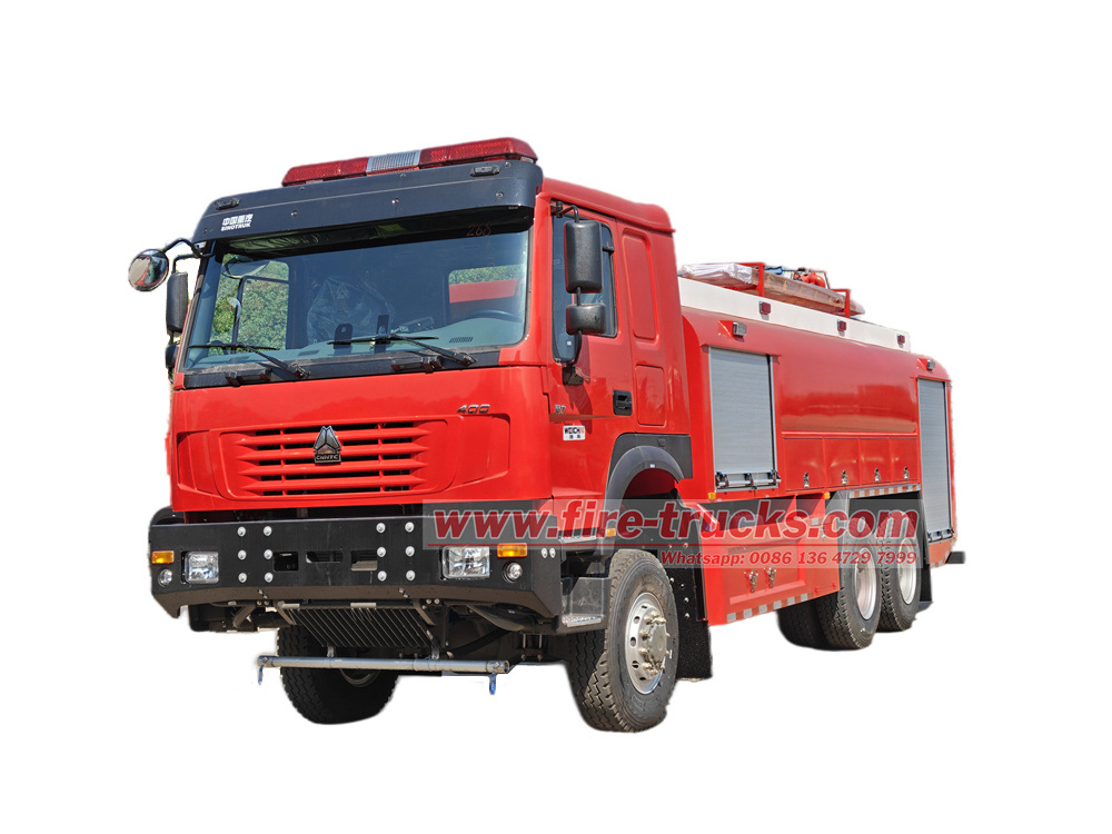 Caminhão-tanque de água e bombeiro HOWO 6X6 com motor de 400 HP